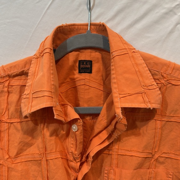 Ike Behar New York Men’s Orange Designer Button Down Shirt, Size Medium - Picture 3 of 4